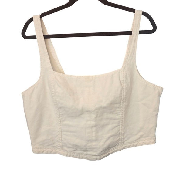 Pilcro Tops - Pilcro Anthropologie Corset Crop Top White Cream Denim Square Neck Tank Linen XL